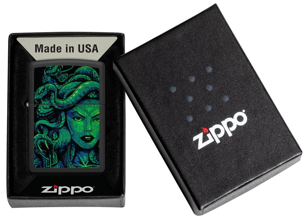 Zippo 48609 218 Medusa Design Black Matte Windproof Lighter - OUTBACK