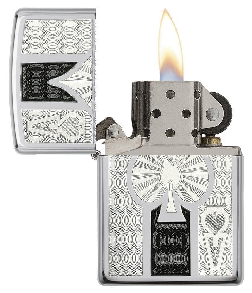 Zippo 24196 250 Engraved Intricate Spade High Polish Chrome Windproof Lighter , Classic Model, Silver - OUTBACK