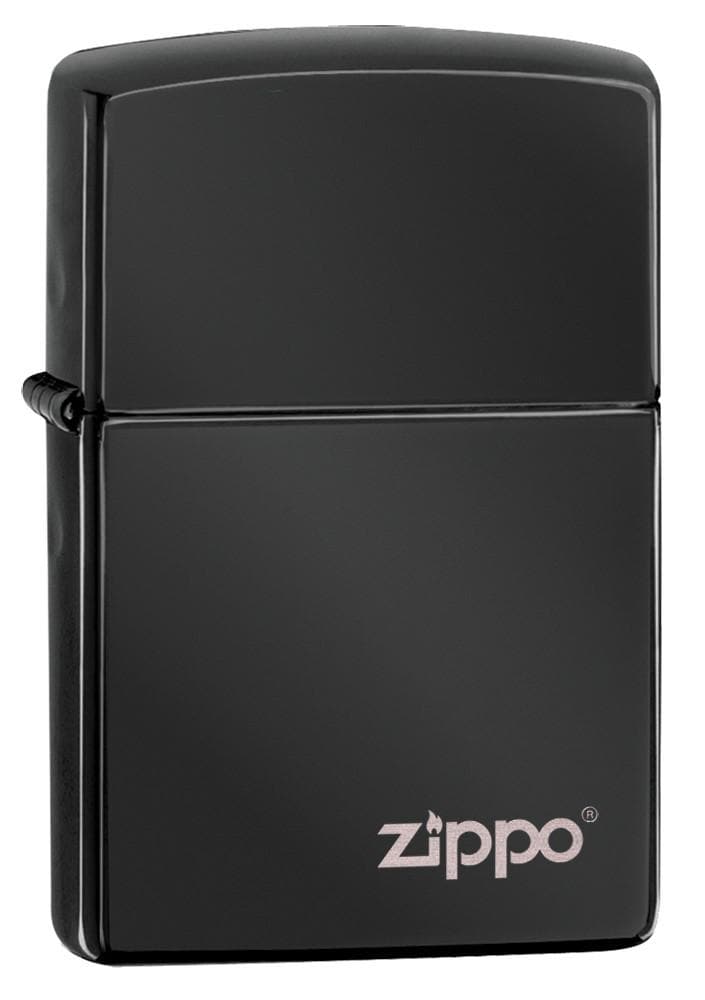 Zippo 24756ZL Classic High Polish Black Zippo Logo Windproof Lighter, Classic Model, Black - OUTBACK