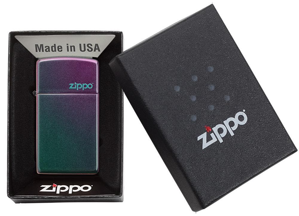 Zippo 49267ZL 49267 Slim Iridescent With Zippo Logo Windproof Lighter, Slim Model, Multi-colour - OUTBACK