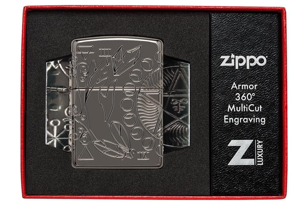 Zippo 49689 24095 Wicca Design Armor Black Ice Windproof Lighter - OUTBACK