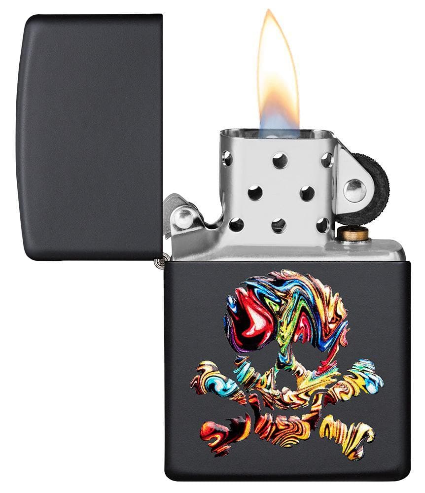 Zippo 49187 Texture Skull Design Black Matte Windproof Lighter, Classic Model, Black - OUTBACK