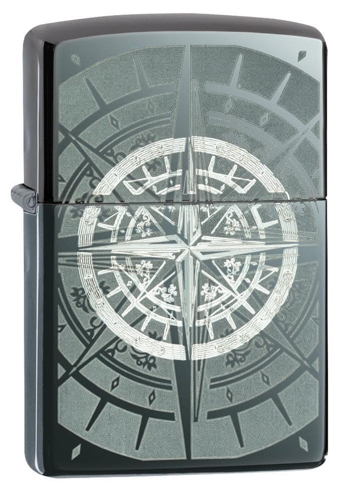 Zippo 29232 150 Engraved Compass Black Ice Windproof Lighter, Classic Model, Black - OUTBACK