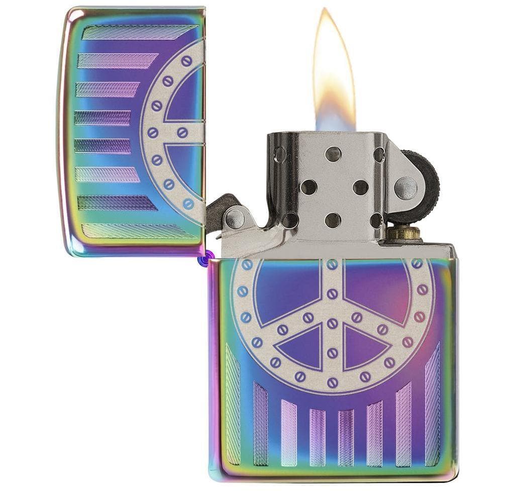 Zippo 29435 151 Rivet Peace Sign Windproof Lighter, Classic Model, Multi-colour - OUTBACK