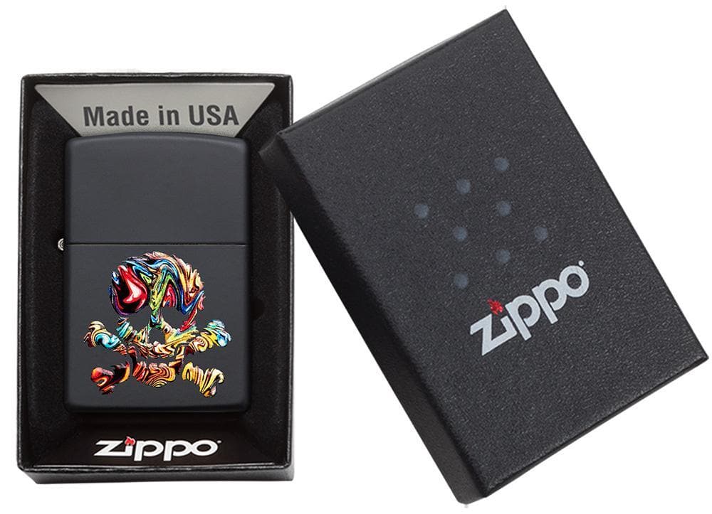 Zippo 49187 Texture Skull Design Black Matte Windproof Lighter, Classic Model, Black - OUTBACK