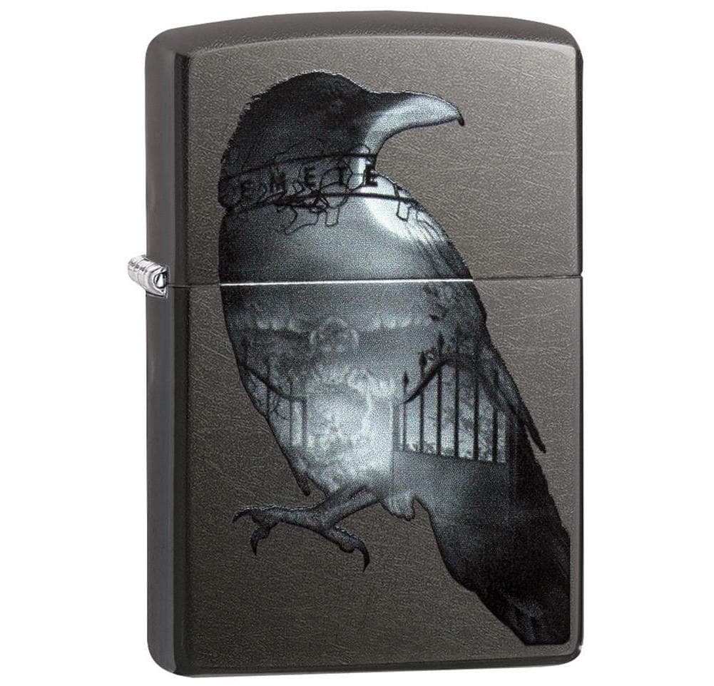 Zippo 29407 Double Exposed Raven Windproof Lighter, Classic Model, Black - OUTBACK