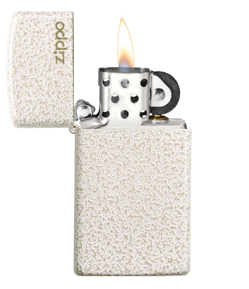 Zippo 49265ZL 49265 Slim Mercury Glass With Zippo Logo Windproof Lighter, Slim Model, White - OUTBACK