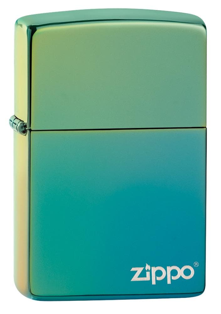 Zippo 49191ZL Classic High Polish Teal Zippo Logo Windproof Lighter, Classic Model, Green - OUTBACK