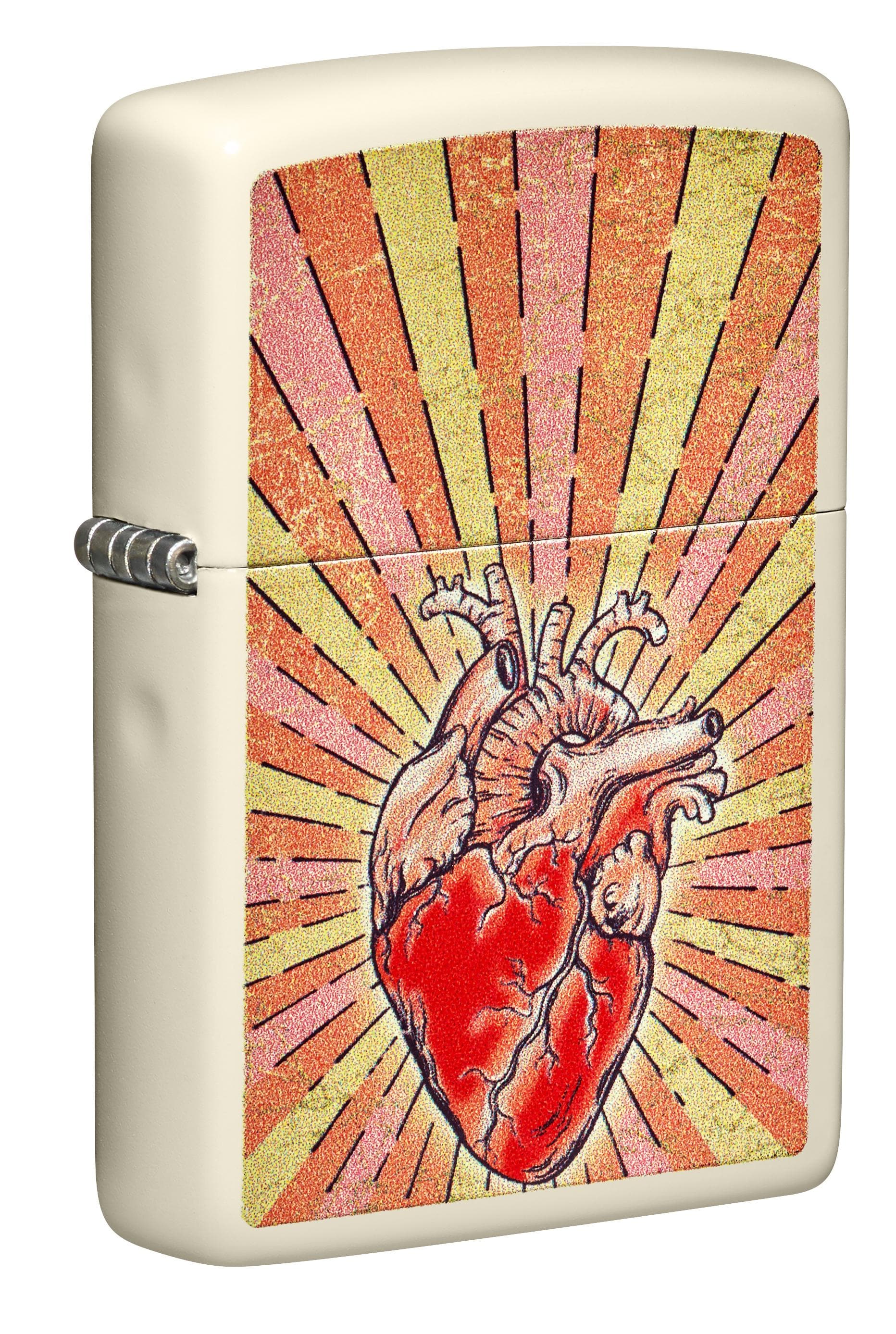 Zippo 49397 216 Heart Design Cream Matte Windproof Lighter, Classic Model, Red - OUTBACK