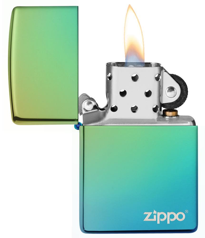 Zippo 49191ZL Classic High Polish Teal Zippo Logo Windproof Lighter, Classic Model, Green - OUTBACK