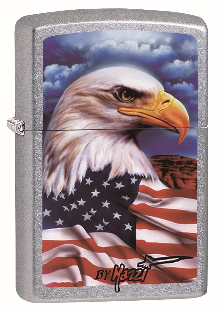 Zippo 24764 Mazzi Americana Eagle Chrome Windproof Lighter, Classic Model, Silver - OUTBACK