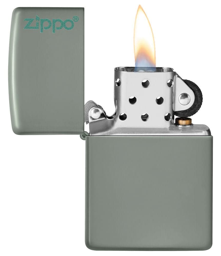 Classic Sage Zippo Logo Windproof Lighter, Classic Model, Grey - OUTBACK