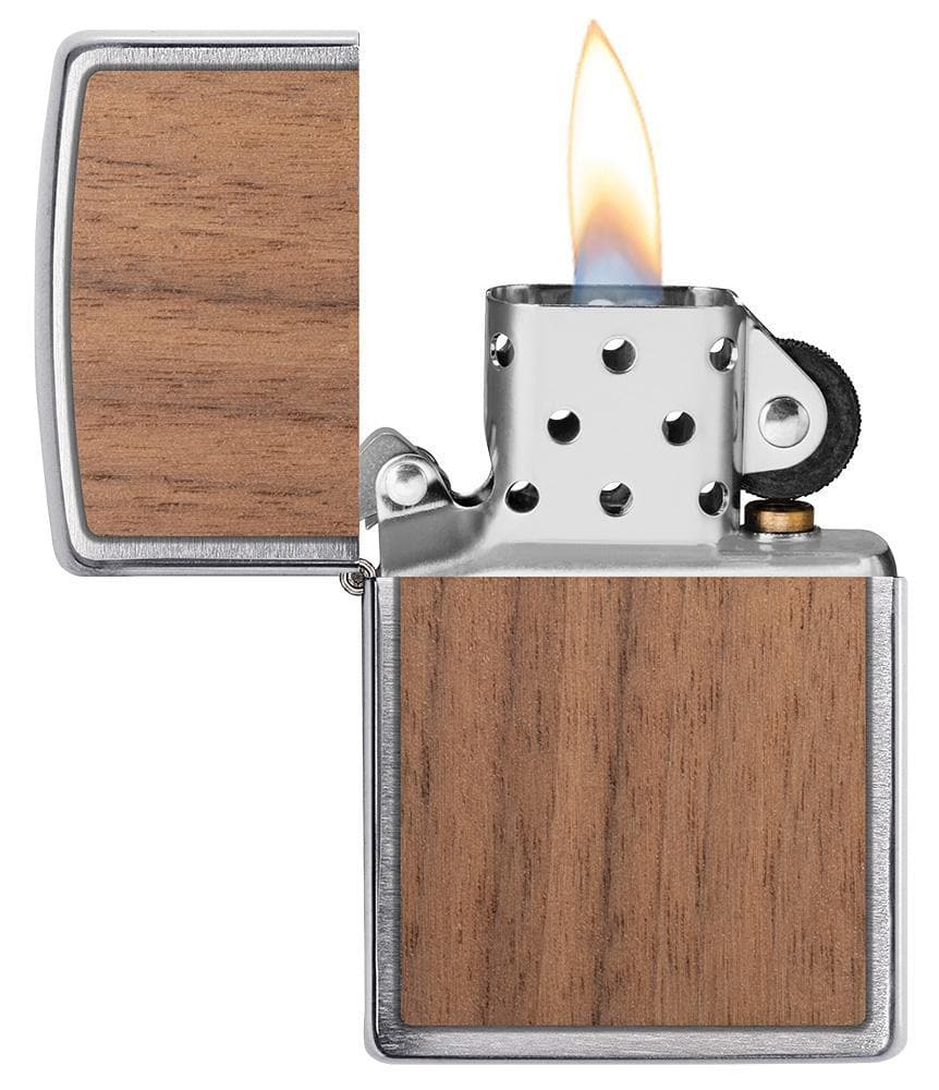 Zippo 49039 200 WOODCHUCK USA Walnut Two-Sided Emblem Windproof Lighter , Classic Model, Silver - OUTBACK