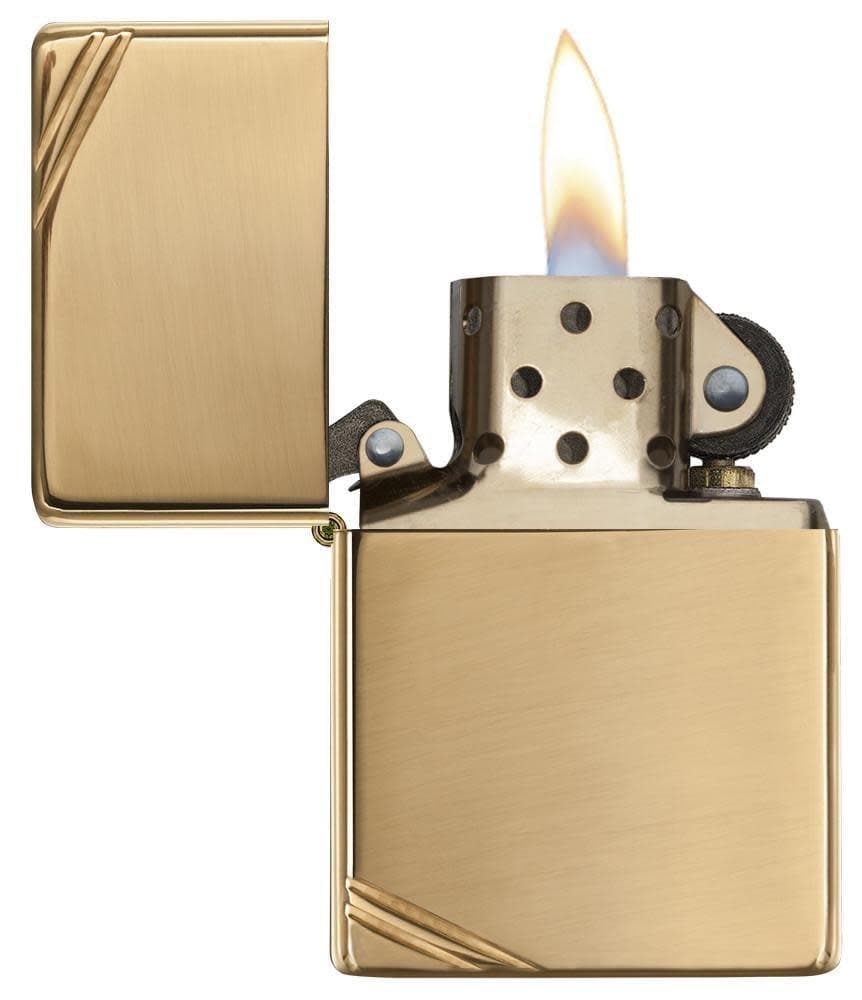 Zippo 270 Vintage High Polish Brass with Slashes Windproof Lighter, Vintage Model, Gold - OUTBACK