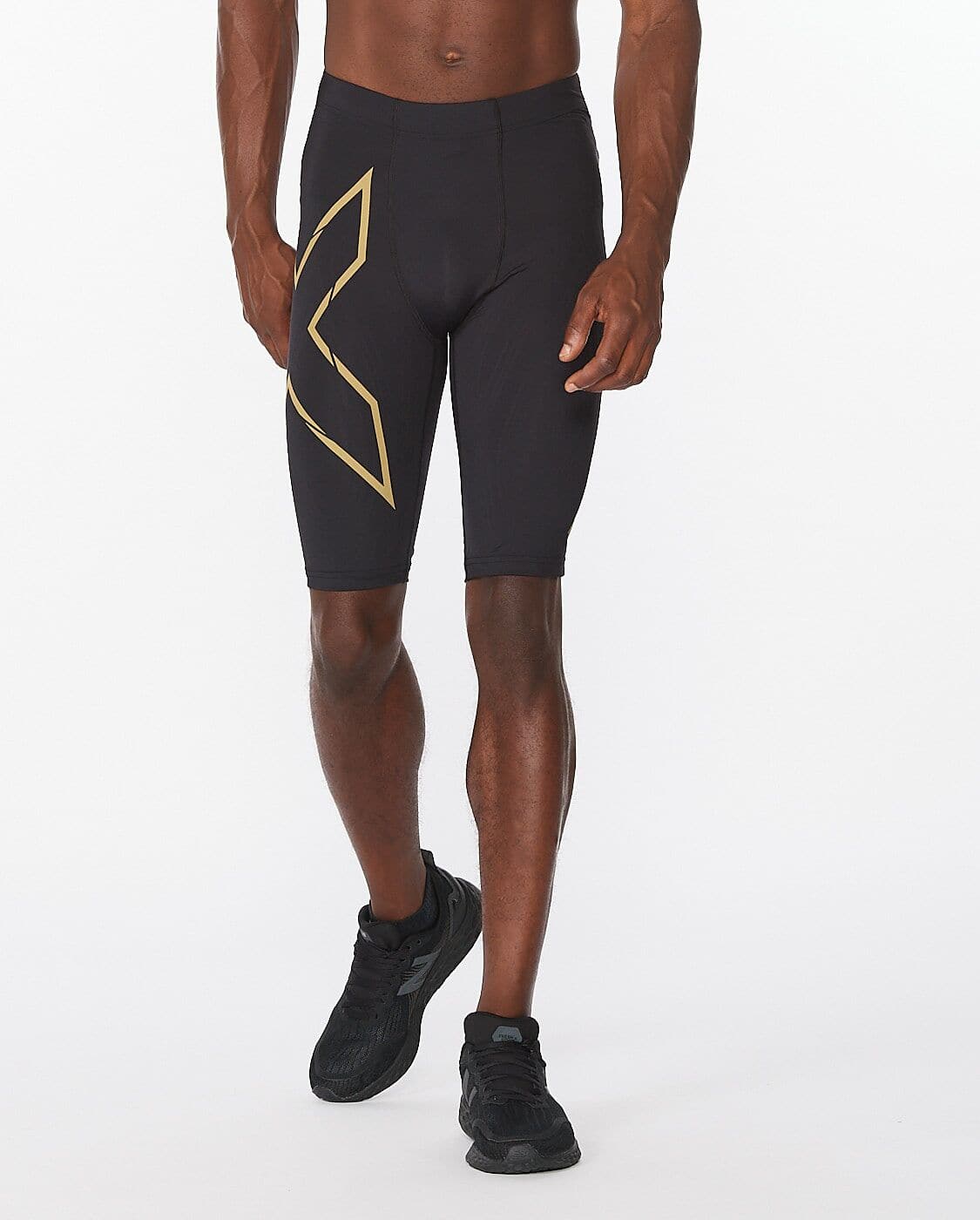 2Xu, Light Speed Compression Shorts X Small, Ma5331B, Black/Gold Reflective - Athletix.ae