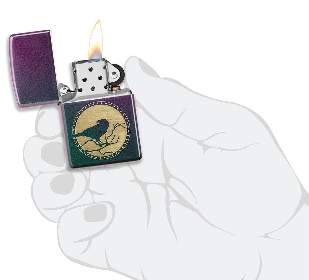 Zippo 49186 Raven Design Iridescent Windproof Lighter, Classic Model, MultiColour - OUTBACK