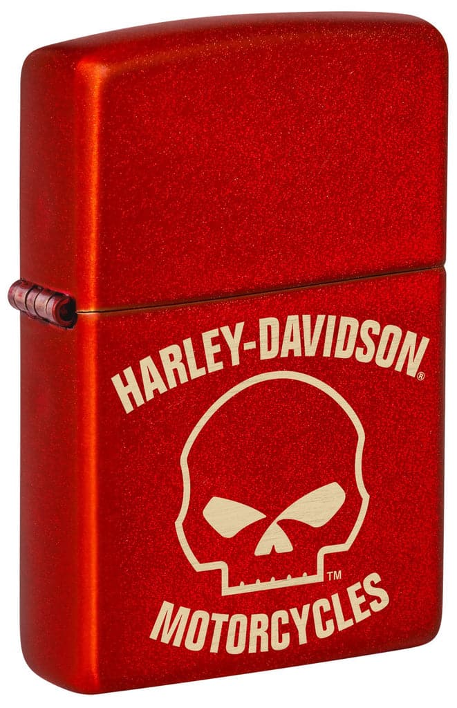 Zippo 48603 49475 Harley Davidson Laser Skull Metallic Red Windproof Lighter - OUTBACK