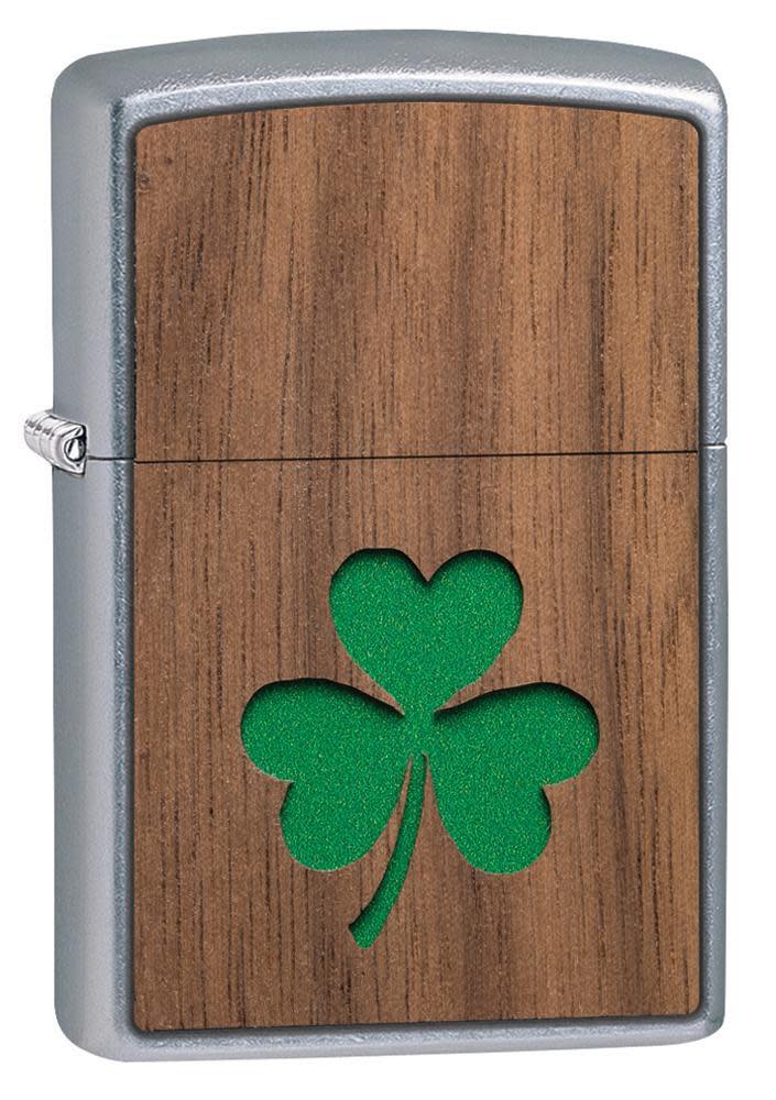 Zippo 49056 207 WOODCHUCK USA Clover Street Chrome Windproof Lighter, Classic Model, Silver - OUTBACK