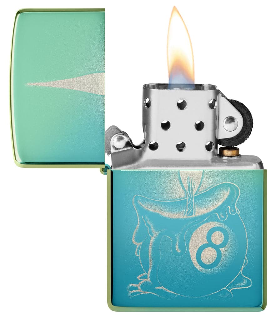 Zippo 48615 49191 Eight Ball Tattoo Design High Polish Teal Windproof Lighter - OUTBACK