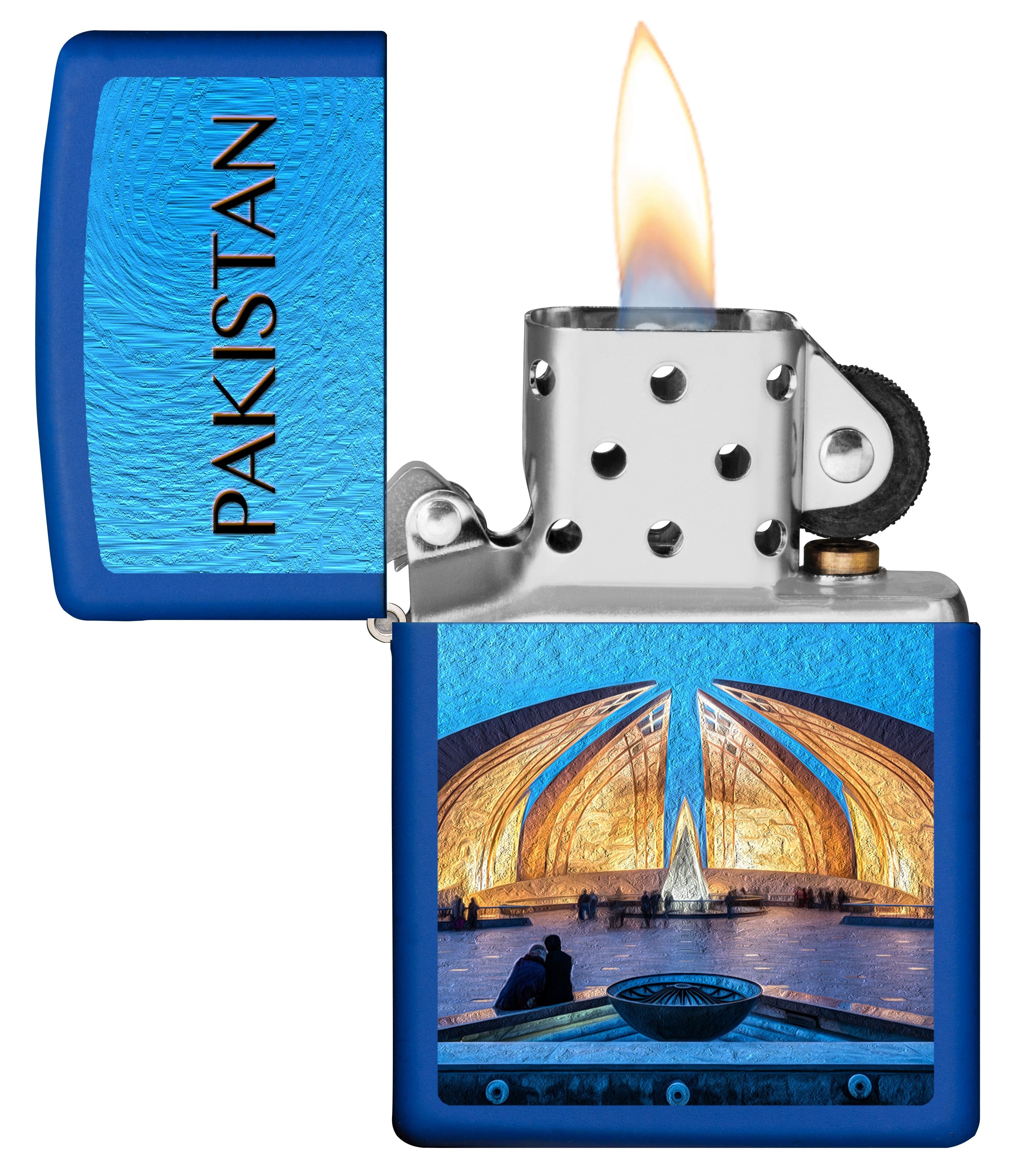 Zippo CI412702 229 Pakistan Design Royal Blue Matte Windproof Lighter, Middle East Model, Blue - OUTBACK