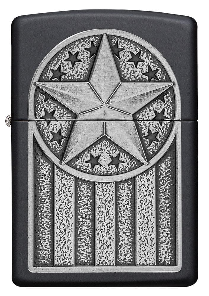 Zippo 49639 218 American Metal Emblem Black Matte Windproof Lighter - OUTBACK