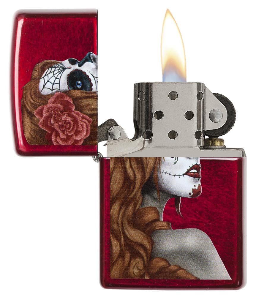 Zippo 28830 Day of the Dead Girl Candy Apple Red Windproof Lighter, Classic Model, Red - OUTBACK