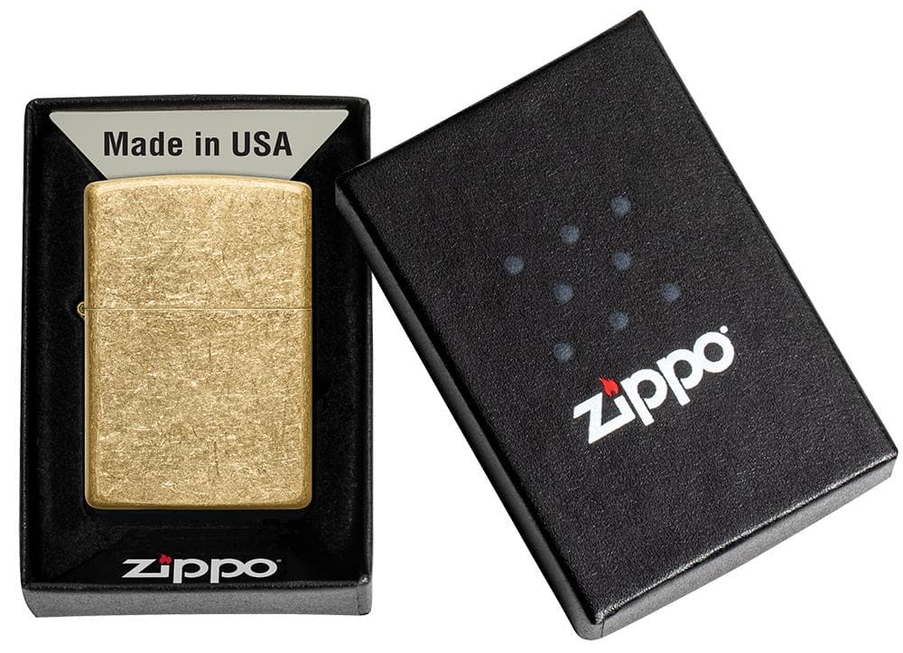 Zippo 49477 Classic Tumbled Brass Windproof Lighter, Classic Model, Yellow - OUTBACK