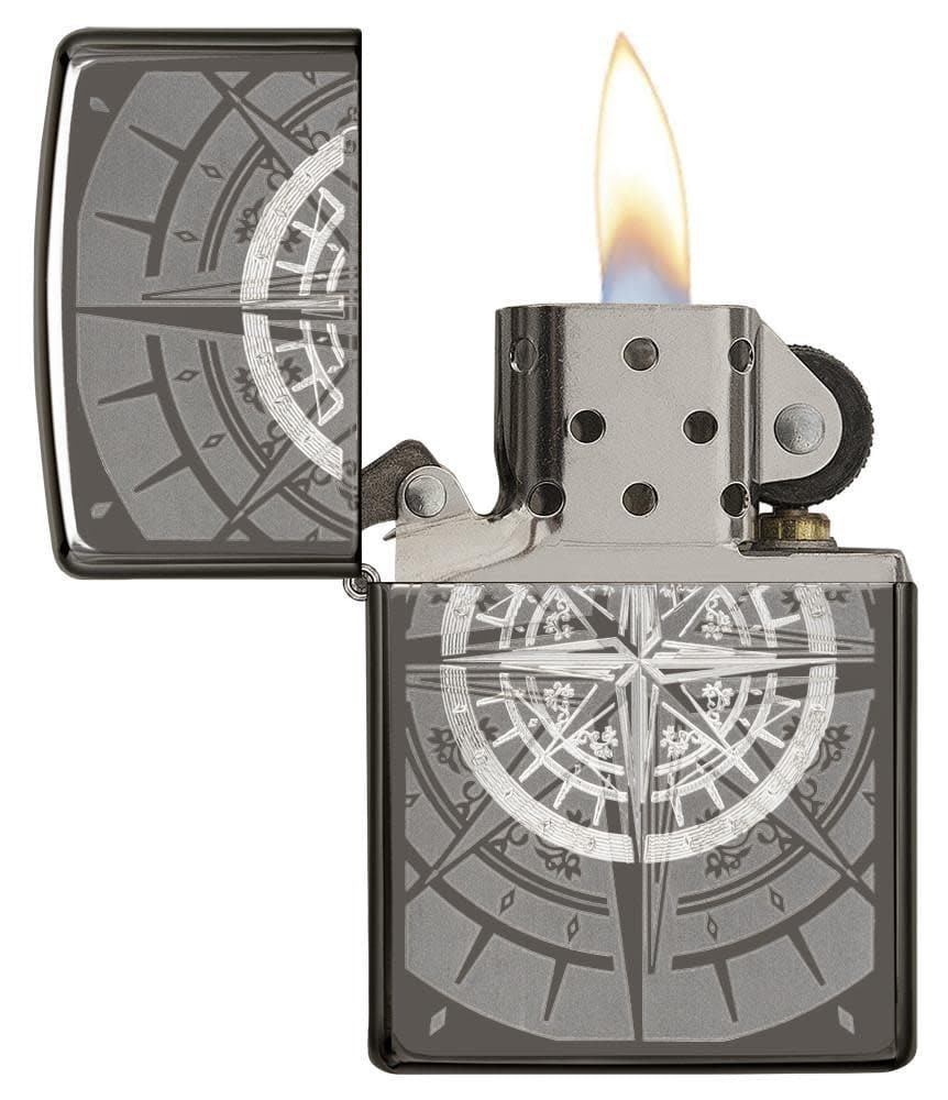 Zippo 29232 150 Engraved Compass Black Ice Windproof Lighter, Classic Model, Black - OUTBACK