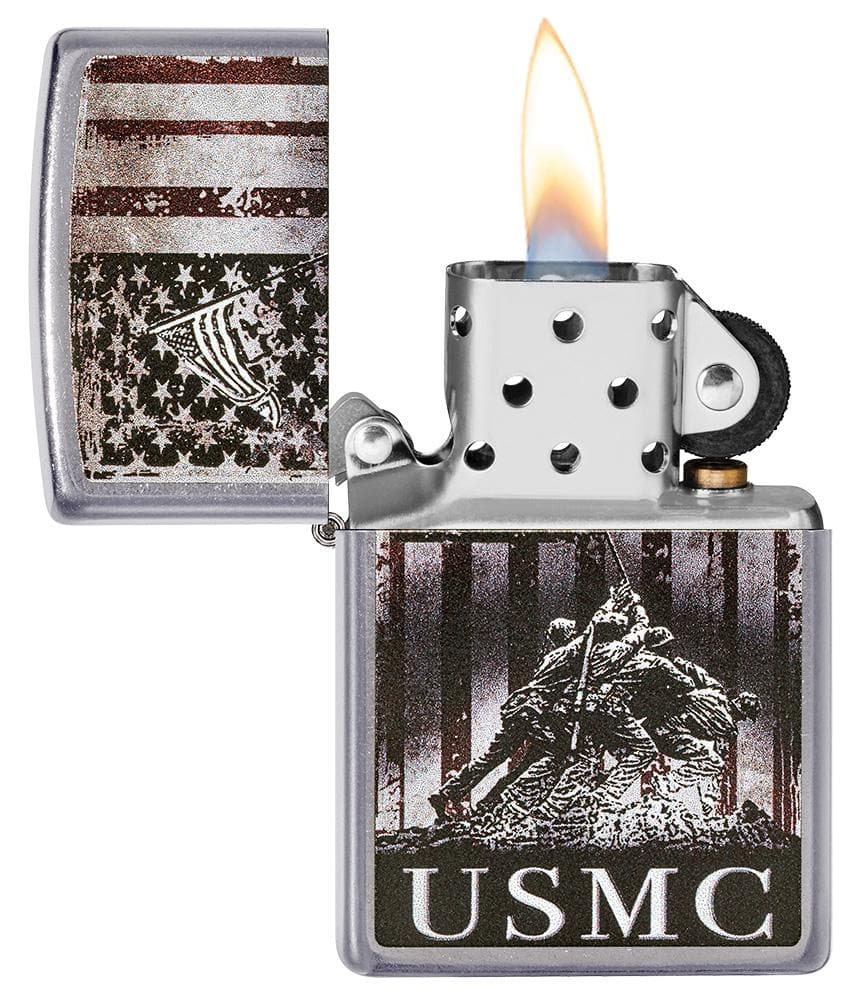 U.S. Marine Corps. Street Chrome Windproof Lighter, Classic Model, Silver - OUTBACK