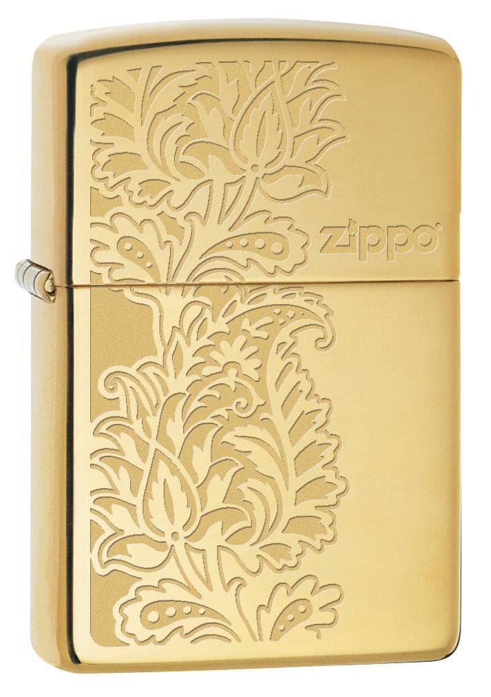 Zippo 29609 254B Paisley Zippo Design High Polish Brass Windproof Lighter, Classic Model, Gold - OUTBACK