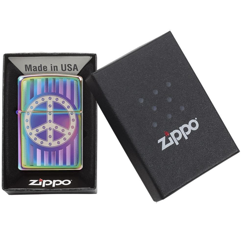 Zippo 29435 151 Rivet Peace Sign Windproof Lighter, Classic Model, Multi-colour - OUTBACK