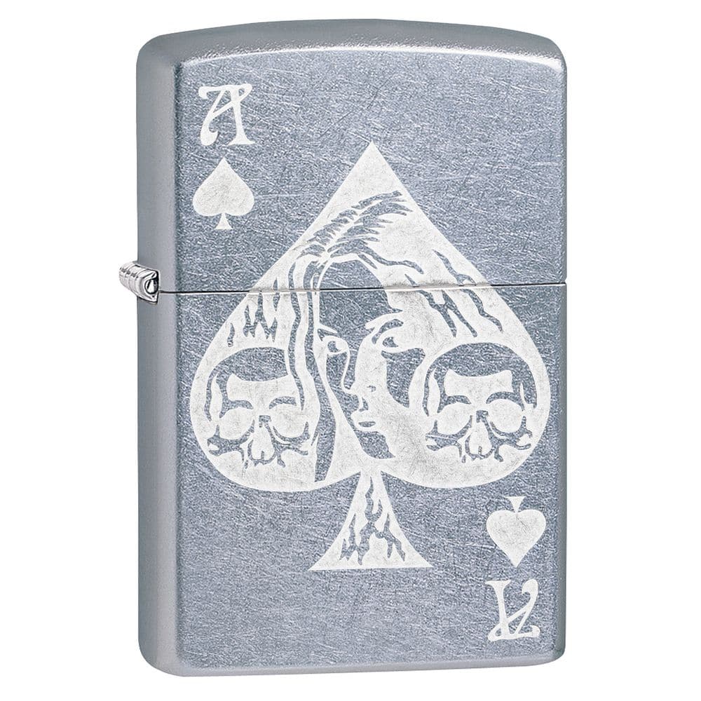 Zippo 49113 Ace Of Spades Goth Street Chrome Windproof Lighter, Classic Model, Silver - OUTBACK