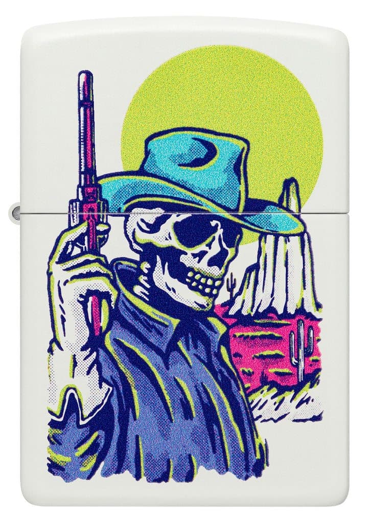 Zippo 48502 214 Wild West Skeleton Design White Matte Windproof Lighter - OUTBACK