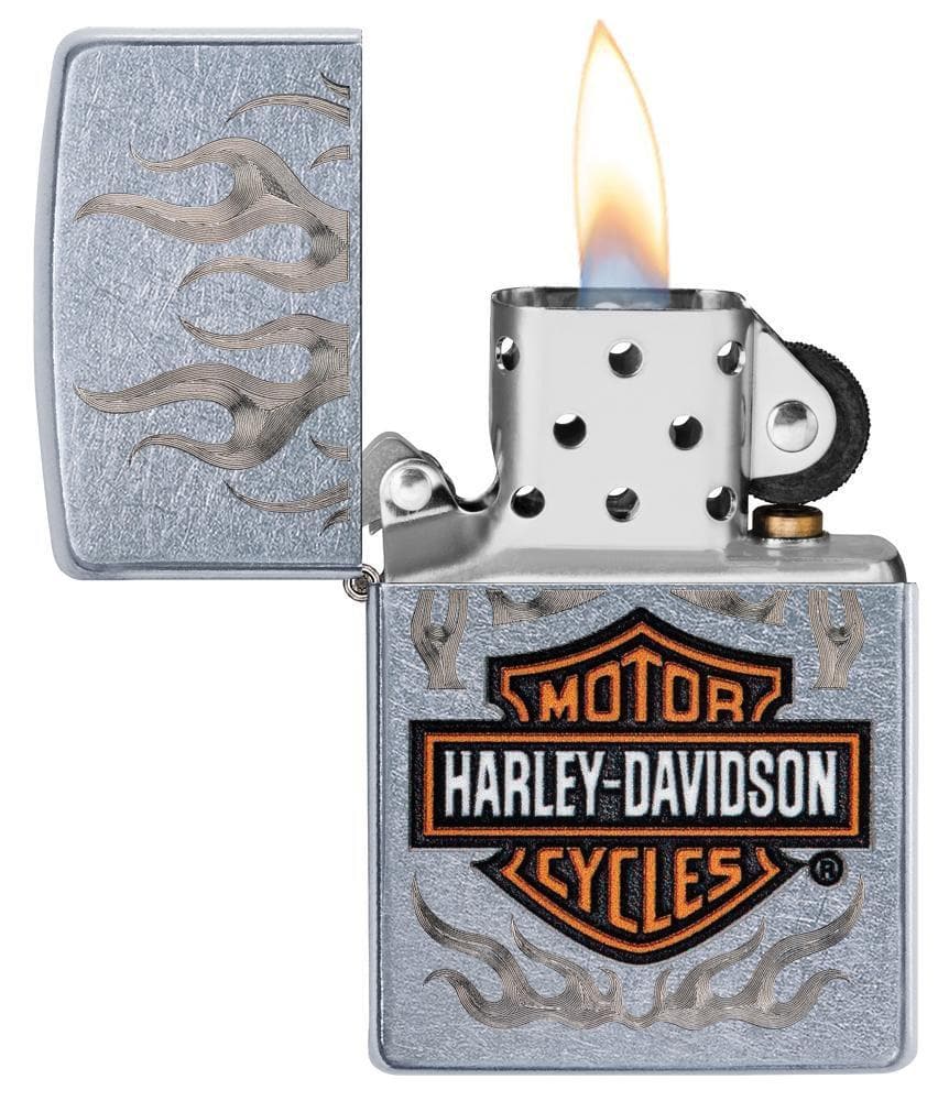 Zippo 29904 205 Harley Davidson Satin Chrome Windproof Lighter, Classic Model, Silver - OUTBACK