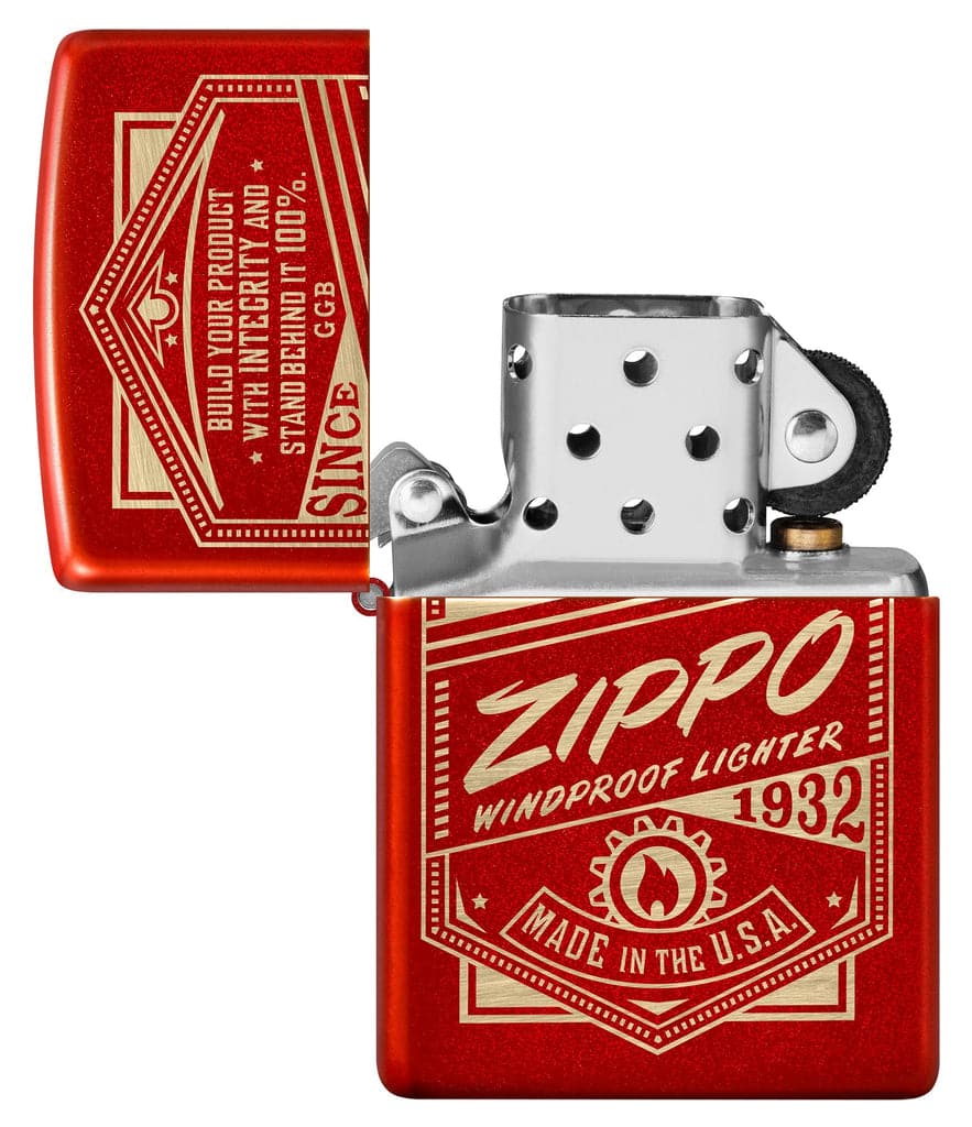 Zippo 48620 49475 Zippo It Works Design Metallic Red Windproof Lighter - OUTBACK