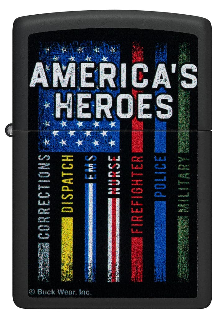 Zippo 48634 218 Buckwear America's Heroes Design Black Matte Windproof Lighter - OUTBACK