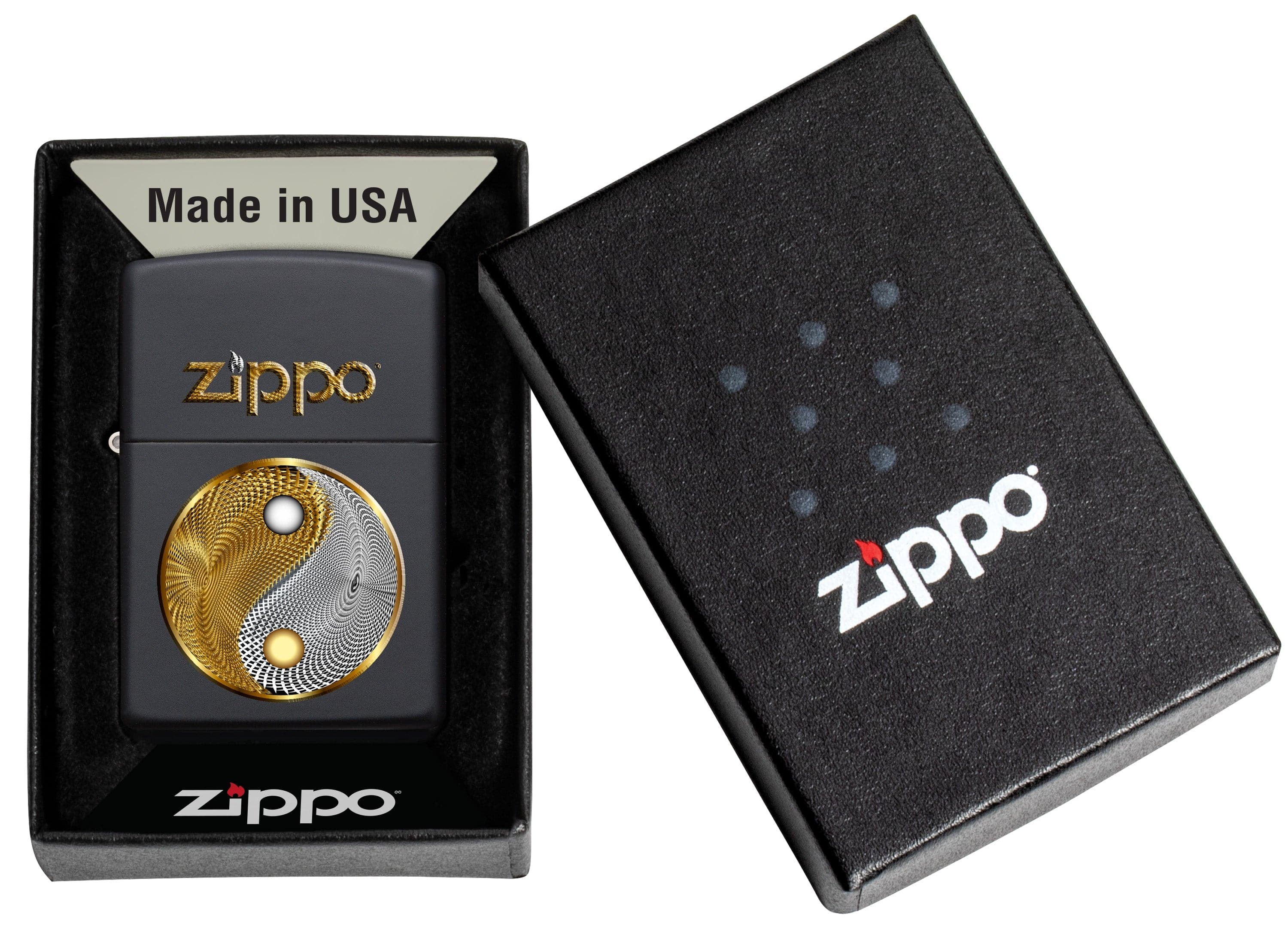 Zippo CI404586  218 Abstract Ying Yang Black Matte Windproof Lighter, Middle East Model, Black - OUTBACK