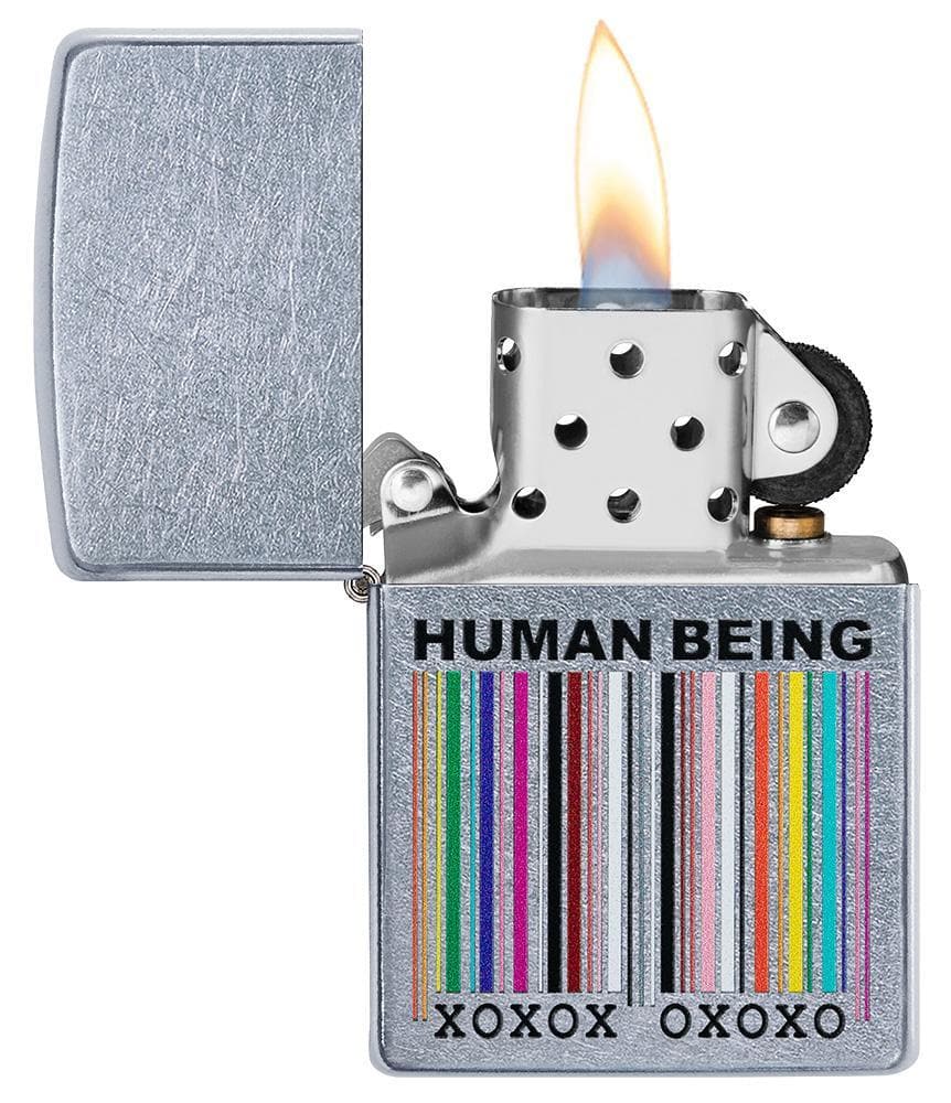 Zippo 49578 207 Human Being Design Street Chrome Windproof Lighter, Classic Model, Silver - OUTBACK