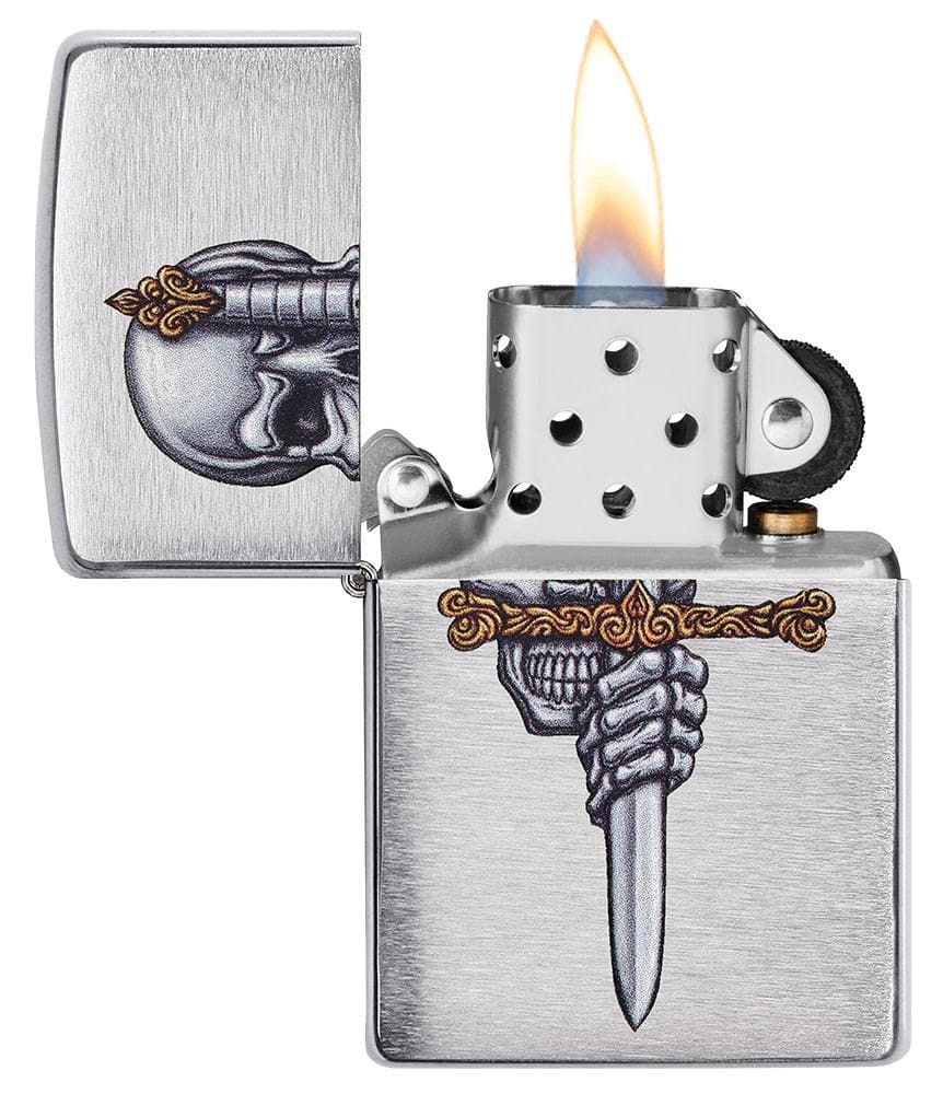 Zippo 49488 200 Sword Skull Design Brushed Chrome Windproof Lighter - OUTBACK