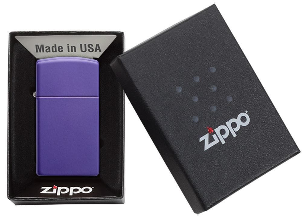 Zippo 1637 Slim Purple Matte Windproof Lighter, Slim Model, Purple - OUTBACK