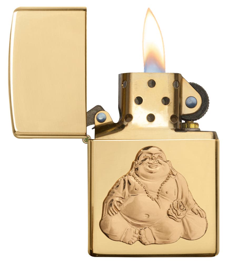 Zippo 29626 254B Laughing Buddah Emblem Windproof Lighter, Classic Model, Gold - OUTBACK