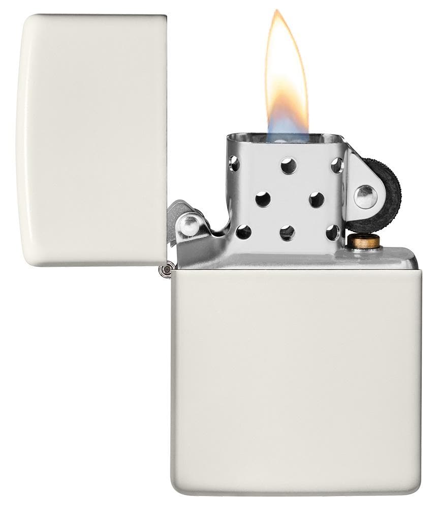 Zippo 49193 Classic Glow In The Dark Matte Windproof Lighter, Classic Model, White - OUTBACK