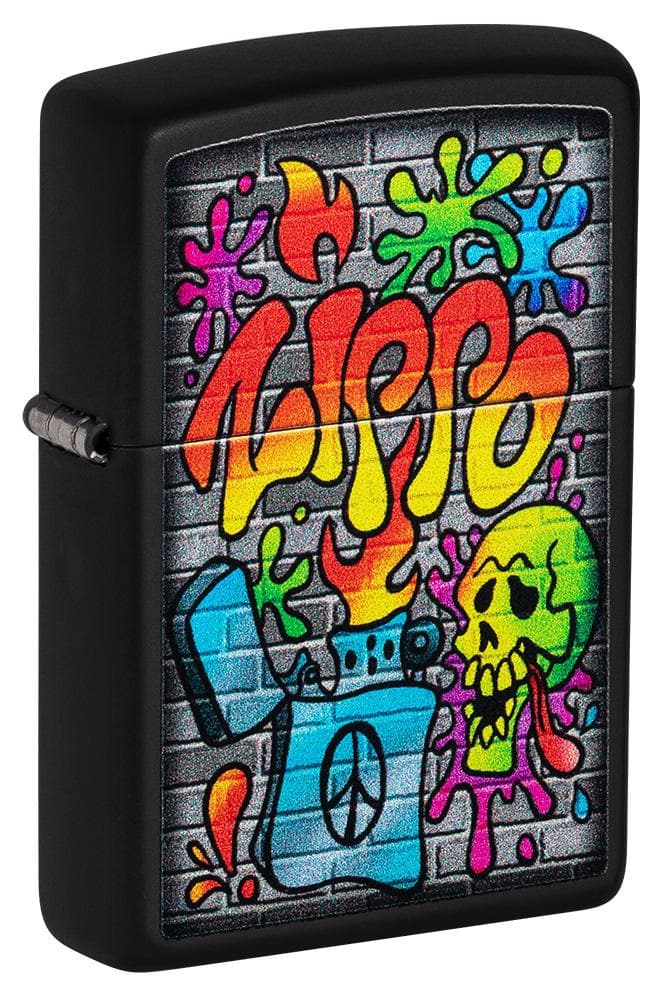 Zippo 49605 Street Art Design Black Matte Windproof Lighter, Classic Model, Black - OUTBACK