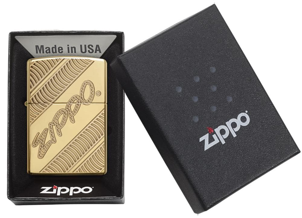 Zippo 29625 169 Zippo Coiled Armor High Polish Brass Windproof Lighter, Classic Model, Gold - OUTBACK