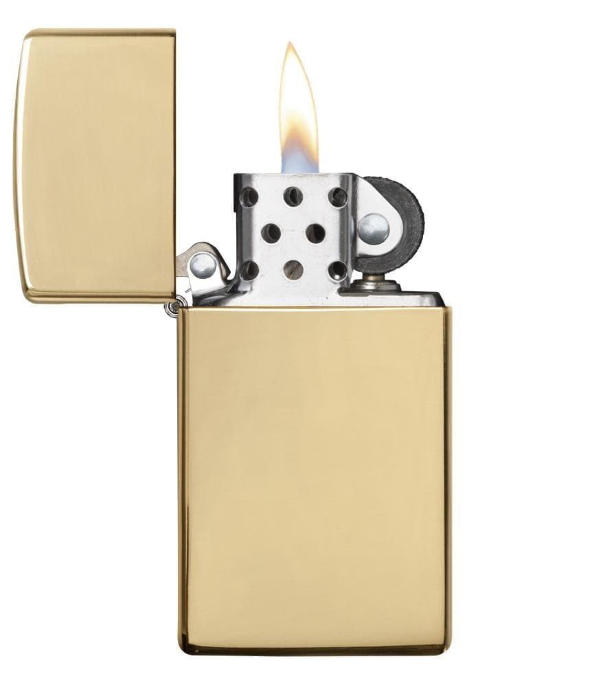 Zippo 1654B Slim High Polish Brass Windproof Lighter, Classic Model, Gold - OUTBACK