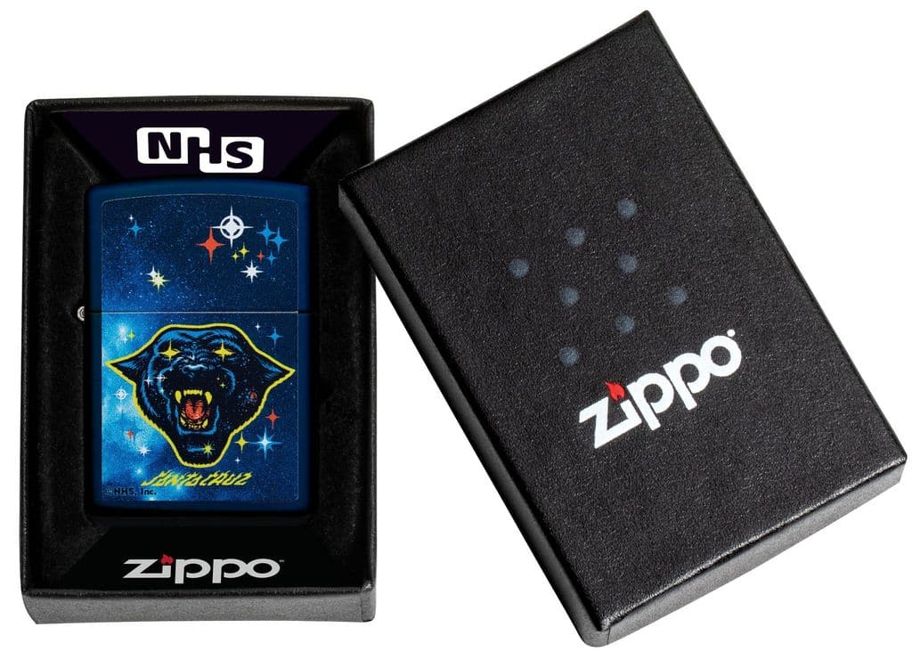 Zippo 49613 239 Santa Cruz Panther Navy Matte Windproof Lighter, Classic Model, Blue - OUTBACK