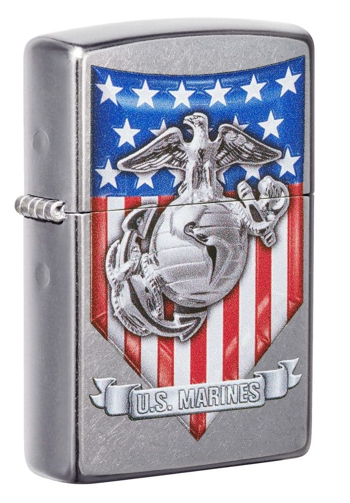 Zippo 49317 207 U.S. Marine Corps Street Chrome Windproof Lighter, Classic Model, Silver - OUTBACK