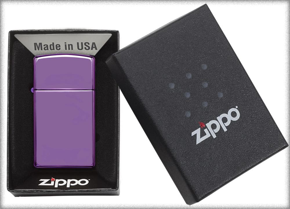 Zippo 28124 Slim High Polish Purple Windproof Lighter, Slim Model, Purple - OUTBACK