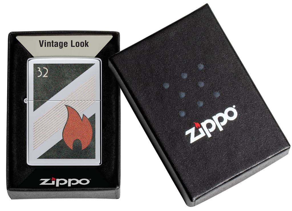 Zippo 48623 260.25 Zippo 32 Flame Design Vintage High Polish Chrome Windproof Lighter - OUTBACK