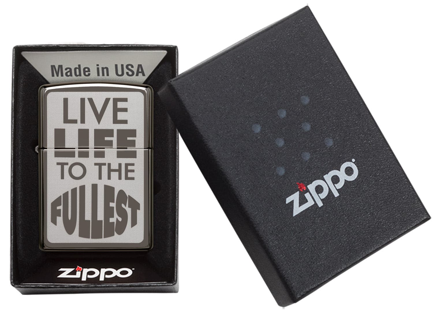 Zippo MP402956 150 Live Life Design Black Ice Windproof Lighter, Middle East Model, Black - OUTBACK